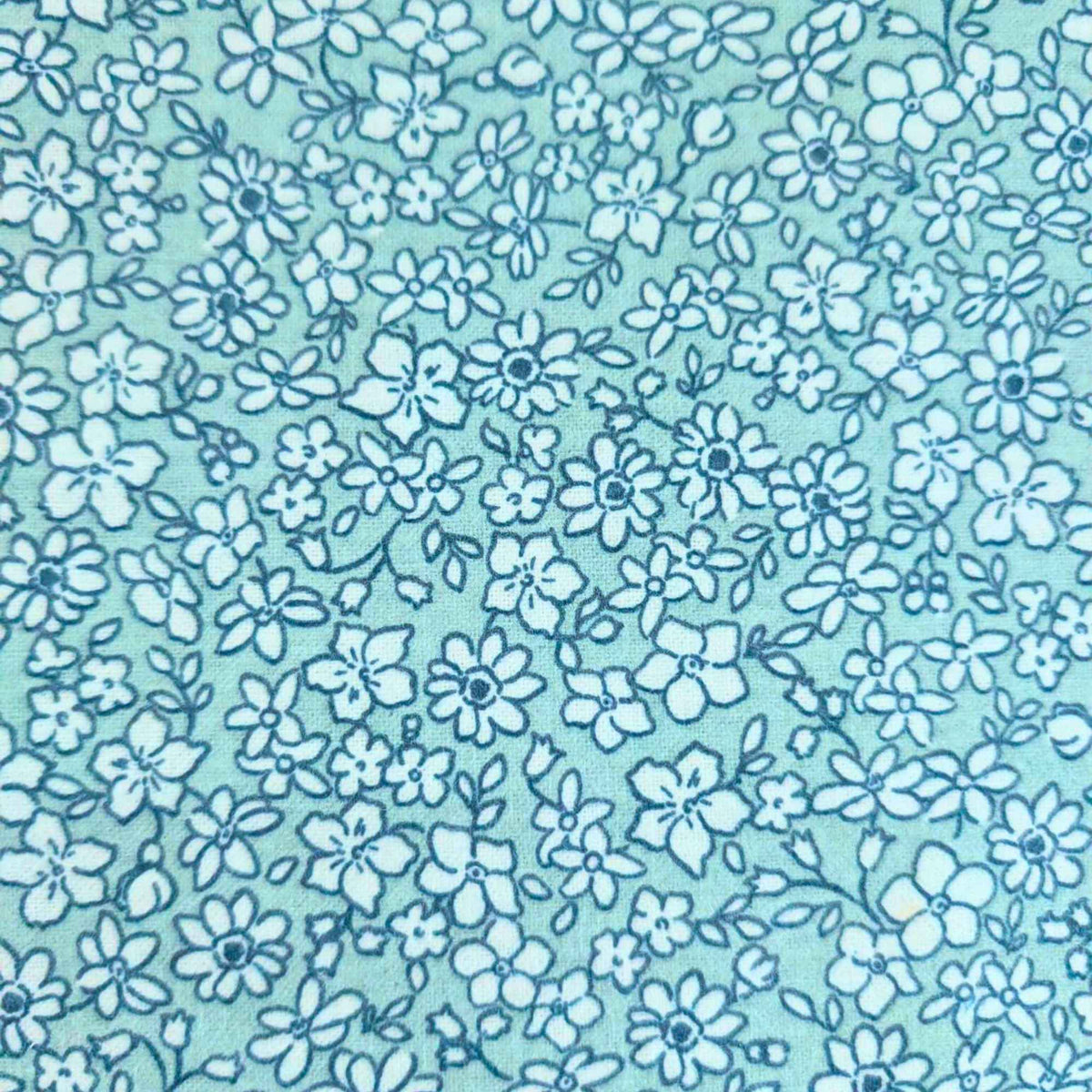 108 inch wide brushed cotton flannel wideback with aqua floral print for seamless quilt backing
