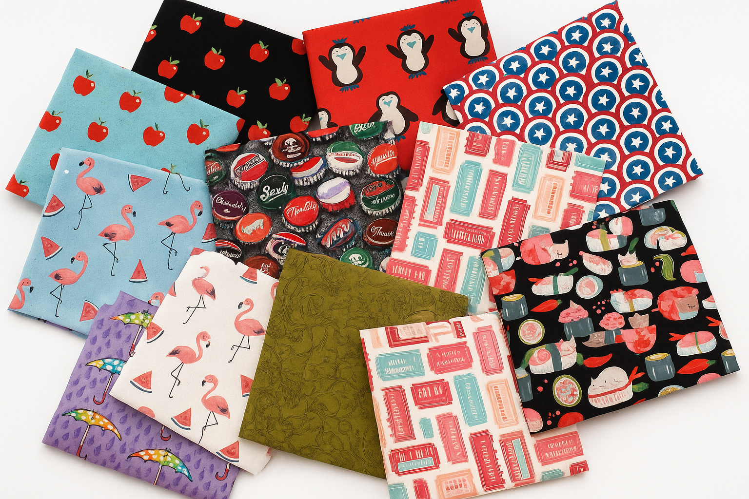 Collection of Fat Quarters on a white background