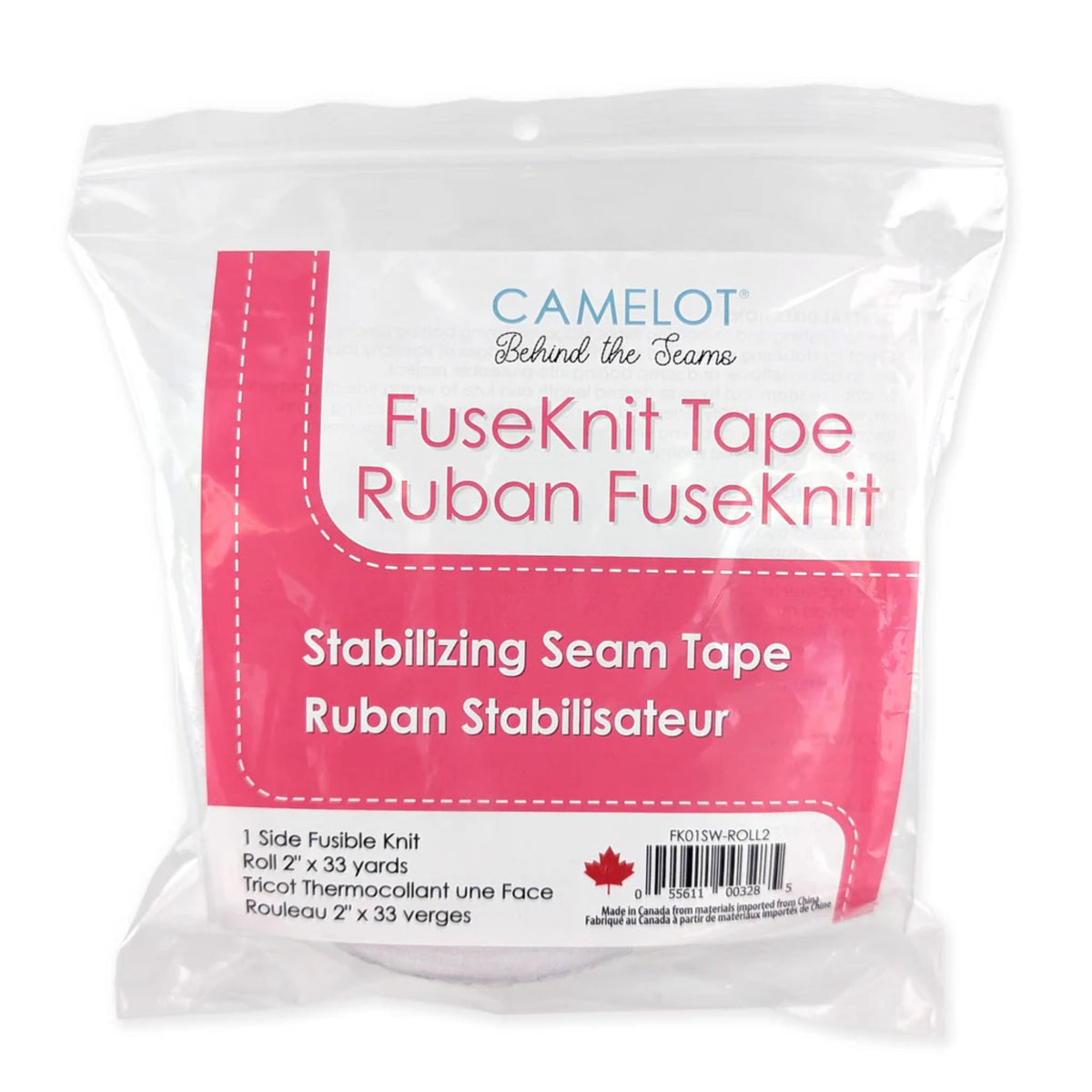 Camelot Behind the Seams white fusible knit tape roll 2 inches by 33 yards for stabilizing seams and knit fabrics