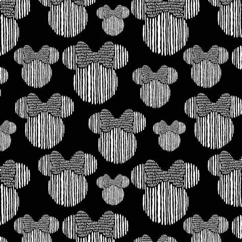 Striped Minnie Heads in Black and White on Black – Striped Minnie Mouse heads on black.