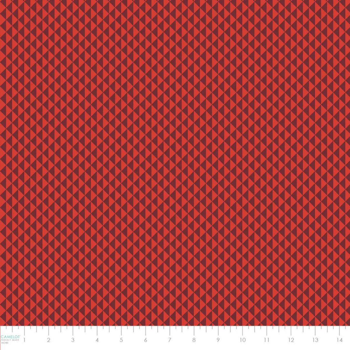 “Red geometric triangle cotton fabric with modern Spirit Peaks design.”