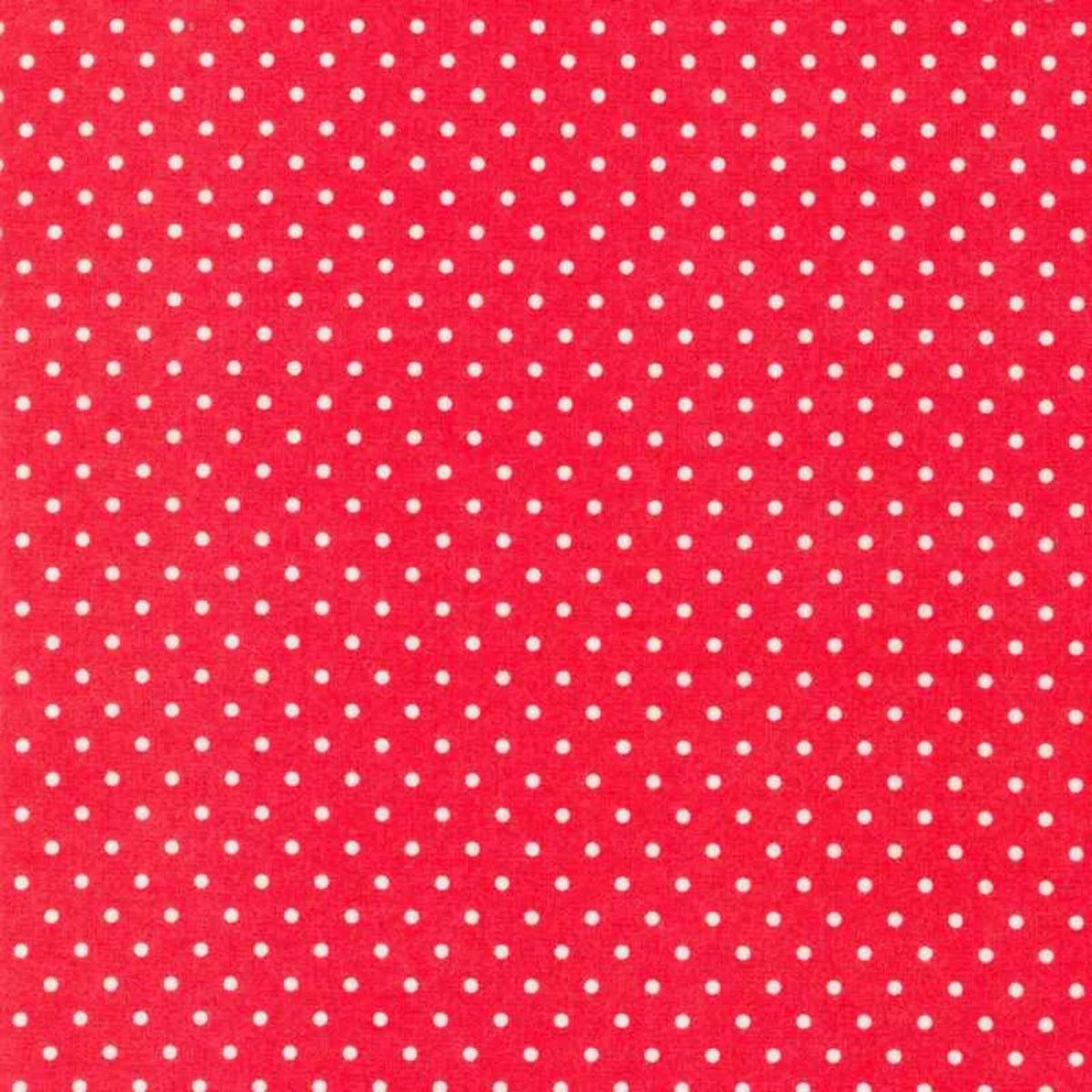 Red pink Swiss dot cotton flannel fabric with white polka dots by Robert Kaufman, soft 2-ply cozy flannel