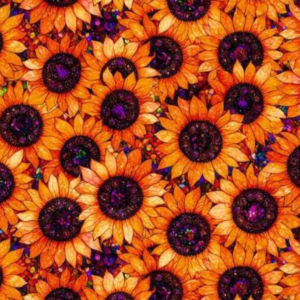 Orange sunflower cotton print from Sonny in the Sunflowers collection.