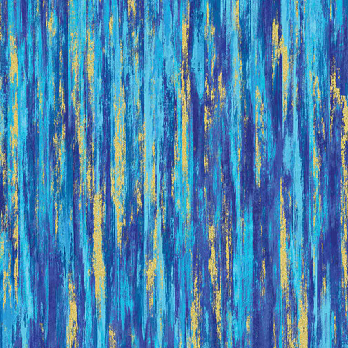 Turquoise Blue Texturestripe Fabric: Metallic Gold Accent Cotton