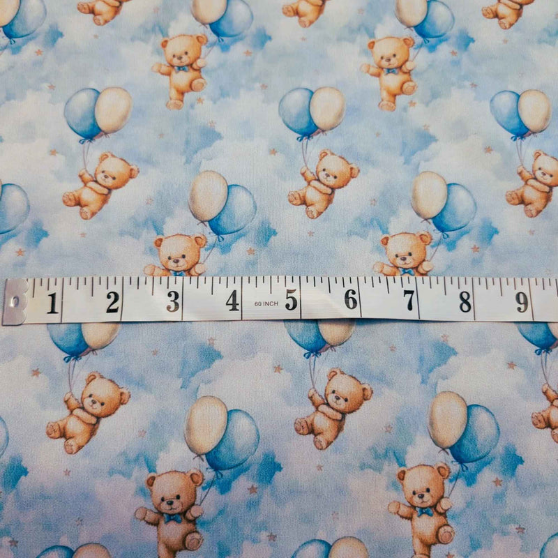 Baby bear PUL fabric showing print scale nursery waterproof sewing fabric