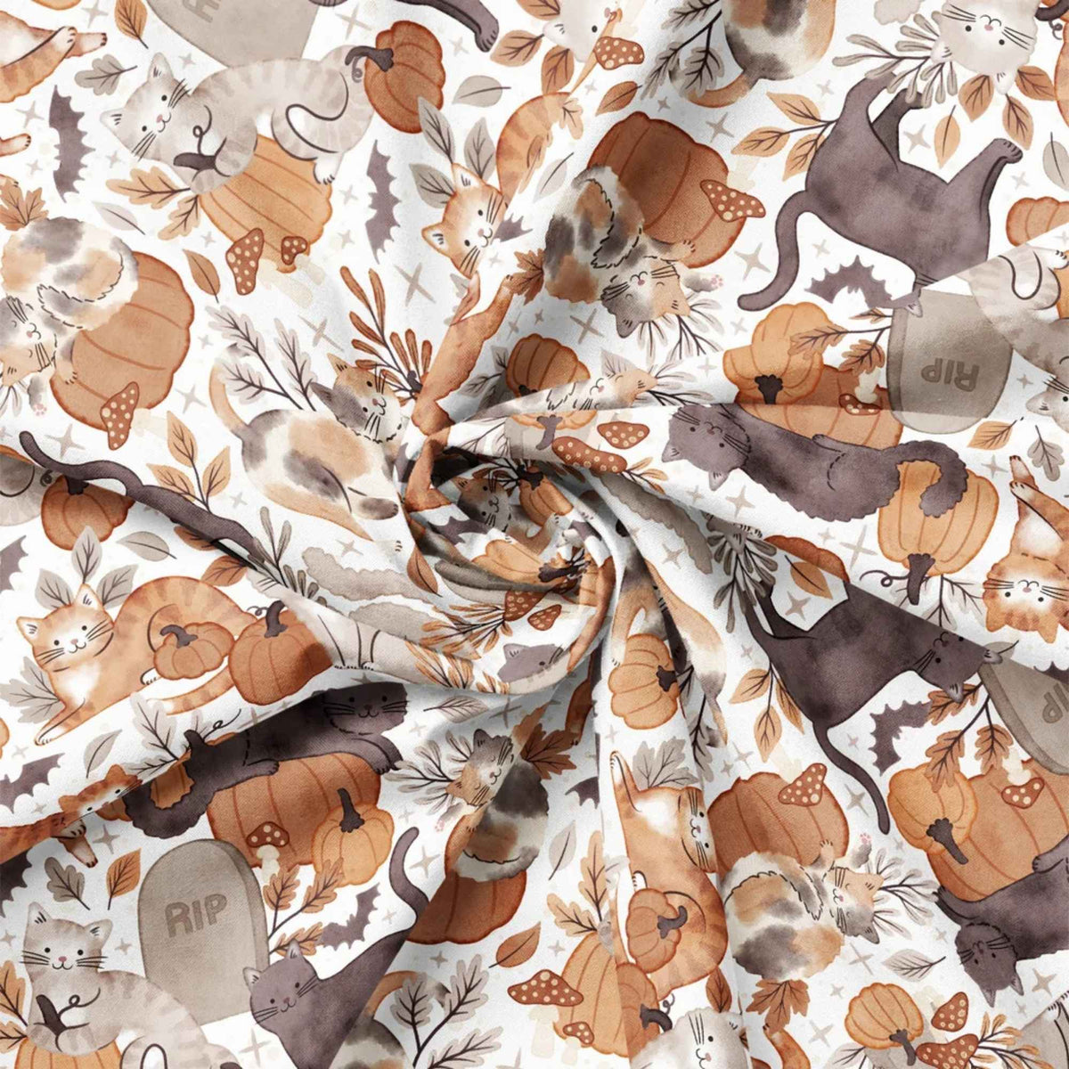 Halloween cats and spooky pumpkins 100% cotton quilting fabric by Camelot Fabrics