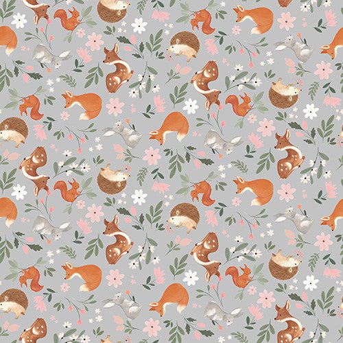 Baby Bloom Woodland Animals Cotton Fabric by Jo Taylor