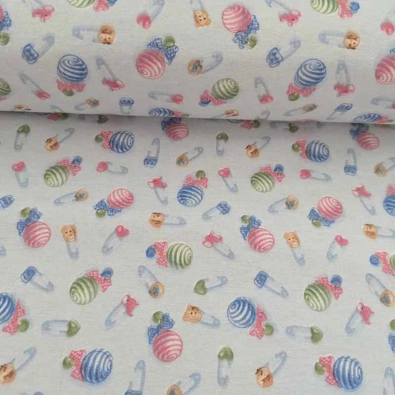 Baby Rattle and safety pins FLANNEL, Light Blue, Nursery