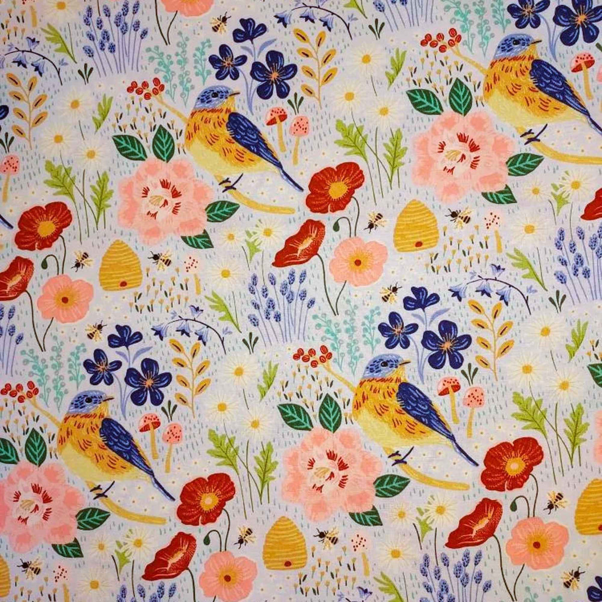 Birds and Blossoms Cotton FLANNEL – Brushed Soft Floral Print