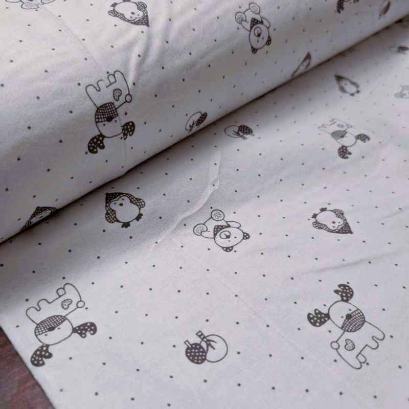 Black and White FLANNEL, Teddy Bear, Reindeer and Penguin