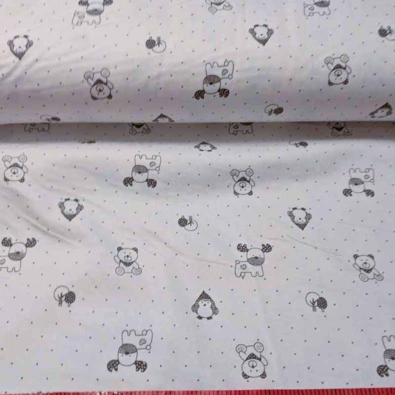 Black and White FLANNEL, Teddy Bear, Reindeer and Penguin