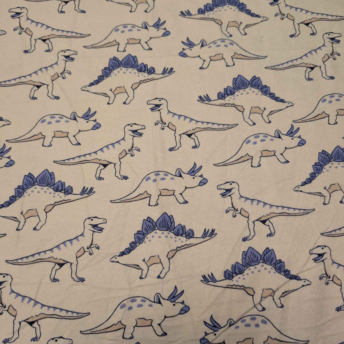 Blue Dinosaur Cotton FLANNEL – Soft Brushed, OEKO - TEX Certified