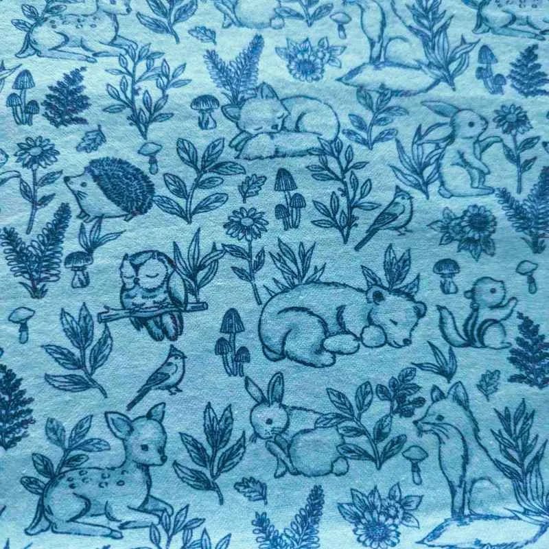 Blue Sketch Baby Woodland FLANNEL