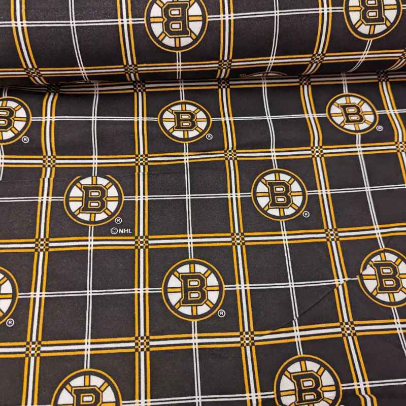 Boston Bruins on Black Flannel 1/2 Yard