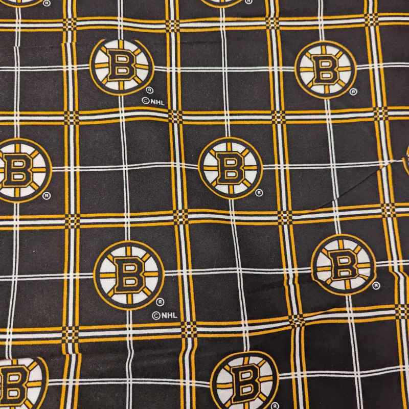 Boston Bruins on Black Flannel 1/2 Yard