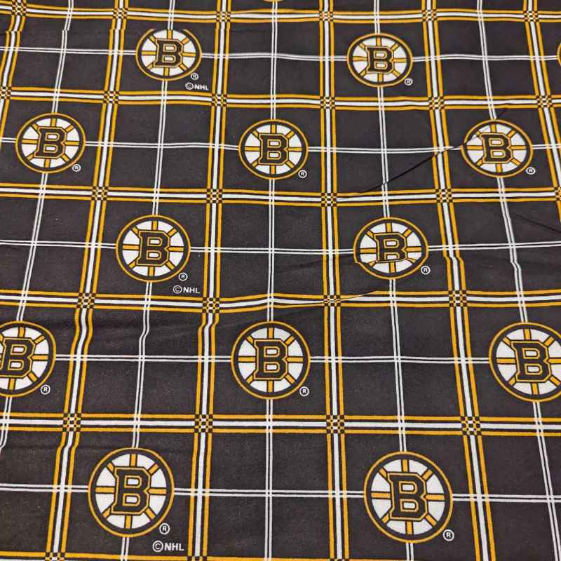 Boston Bruins on Black Flannel 1/2 Yard