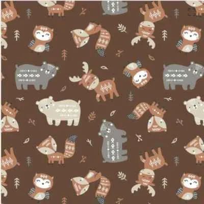 Brown Aztec, Baby Woodland Animals FLANNEL