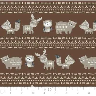 Brown Striped Aztec, Baby Woodland Animals FLANNEL