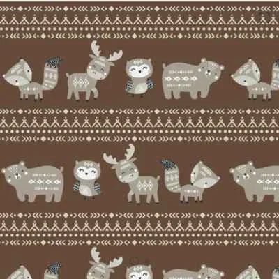 Brown Striped Aztec, Baby Woodland Animals FLANNEL