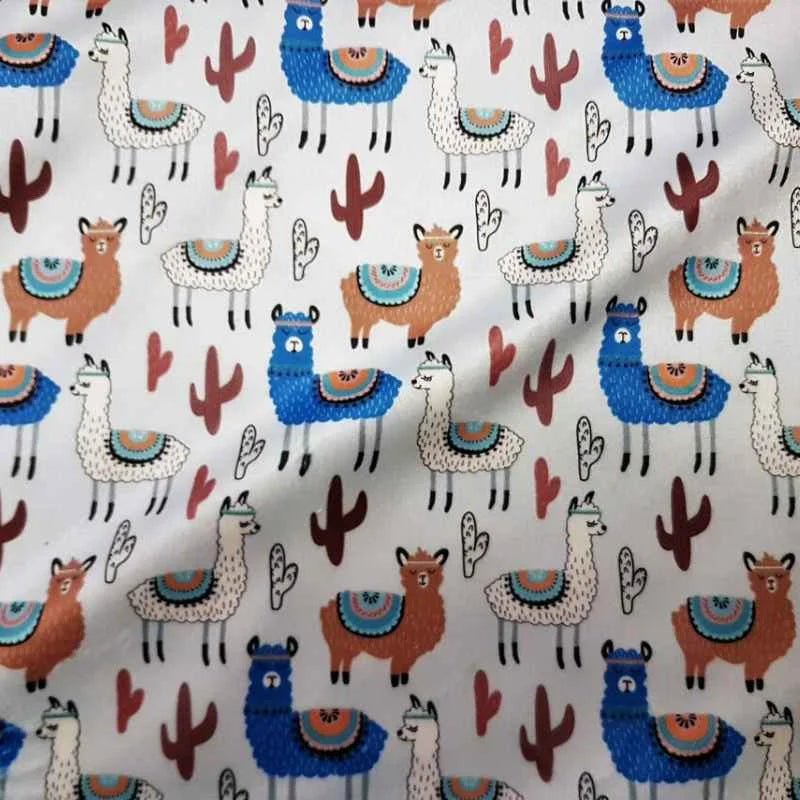 Cuddle Minky, Minky Fleece, Llama Fabric in Blue