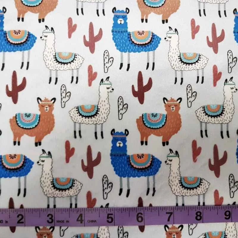 Cuddle Minky, Minky Fleece, Llama Fabric in Blue