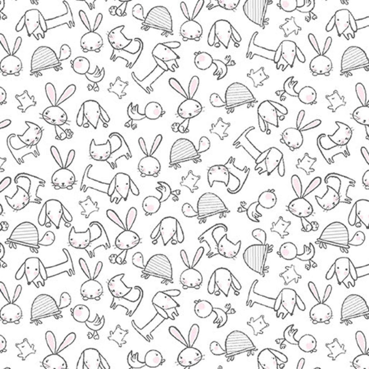 Doodle Baby Flannel – Animal Toss White by Jessica Flick | 13223F - 09