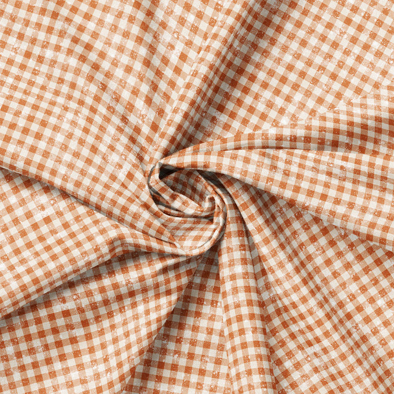 Close-up of Gingham Check Peach fabric drape