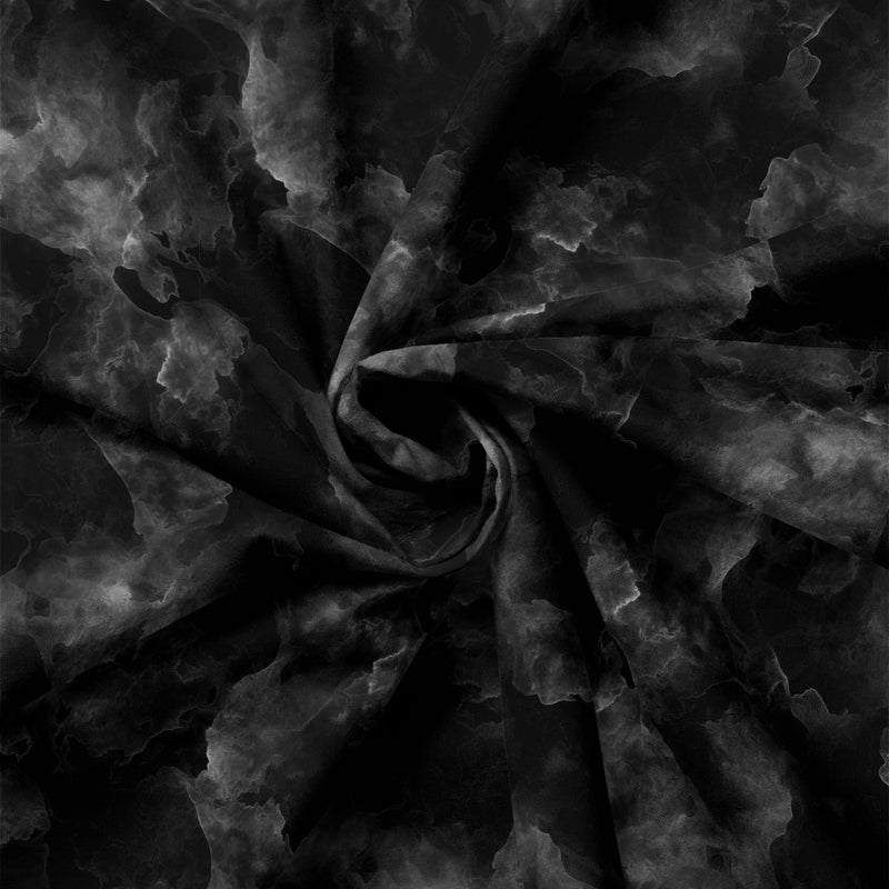 Draped close-up of Paw & Whisker Charcoal Marble quilting cotton print.