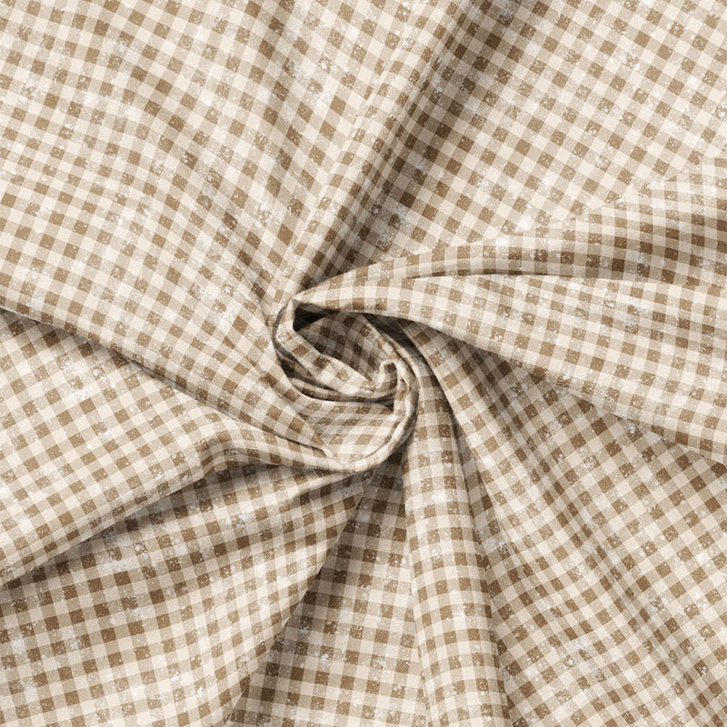 Close-up of Gingham Check Taupe fabric drape