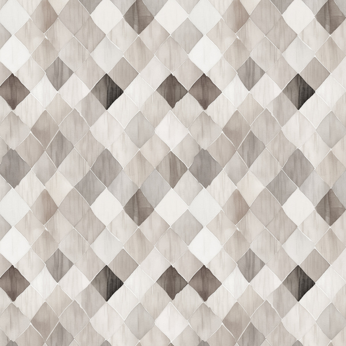 Paw & Whisker quilting cotton featuring watercolor diamond pattern in soft grays, resembling muted argyle.