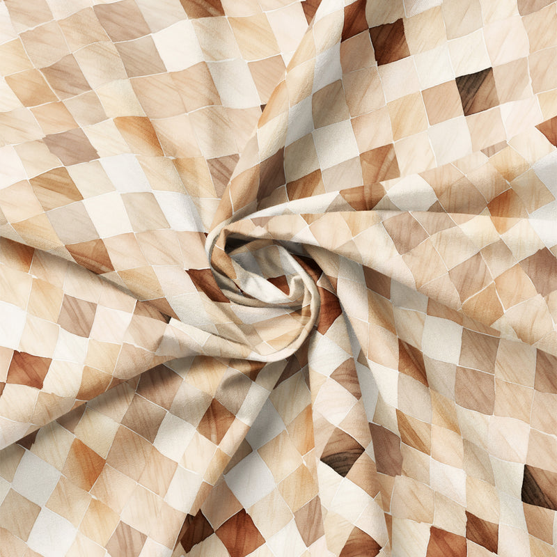 Draped close-up of Paw & Whisker Tan Diamonds quilting cotton print.