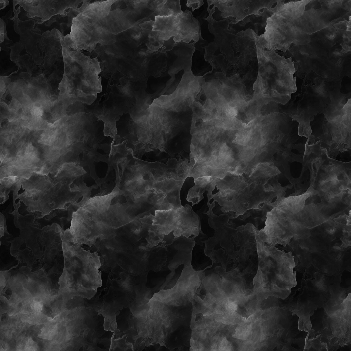 Paw & Whisker quilting cotton featuring smoky watercolor marble clouds in charcoal and black.