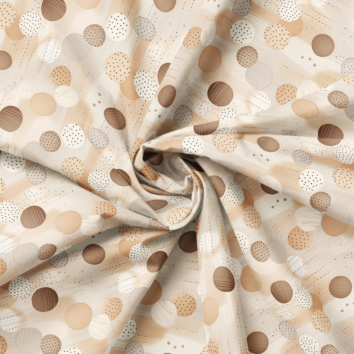 Draped close-up of Paw & Whisker Neutral Dots quilting cotton print.