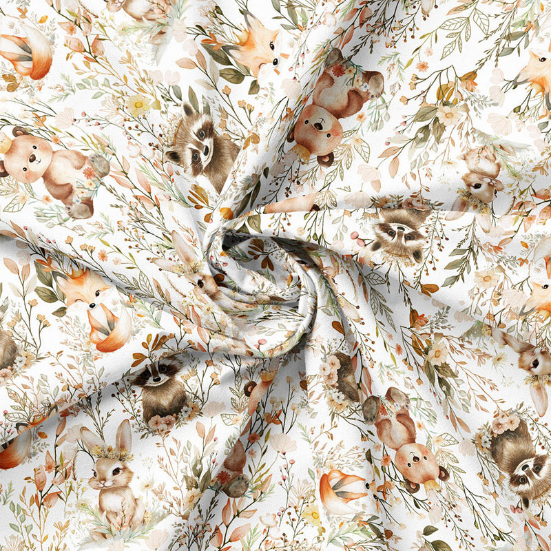 Close-up of Woodland Friends Scenic White fabric drape