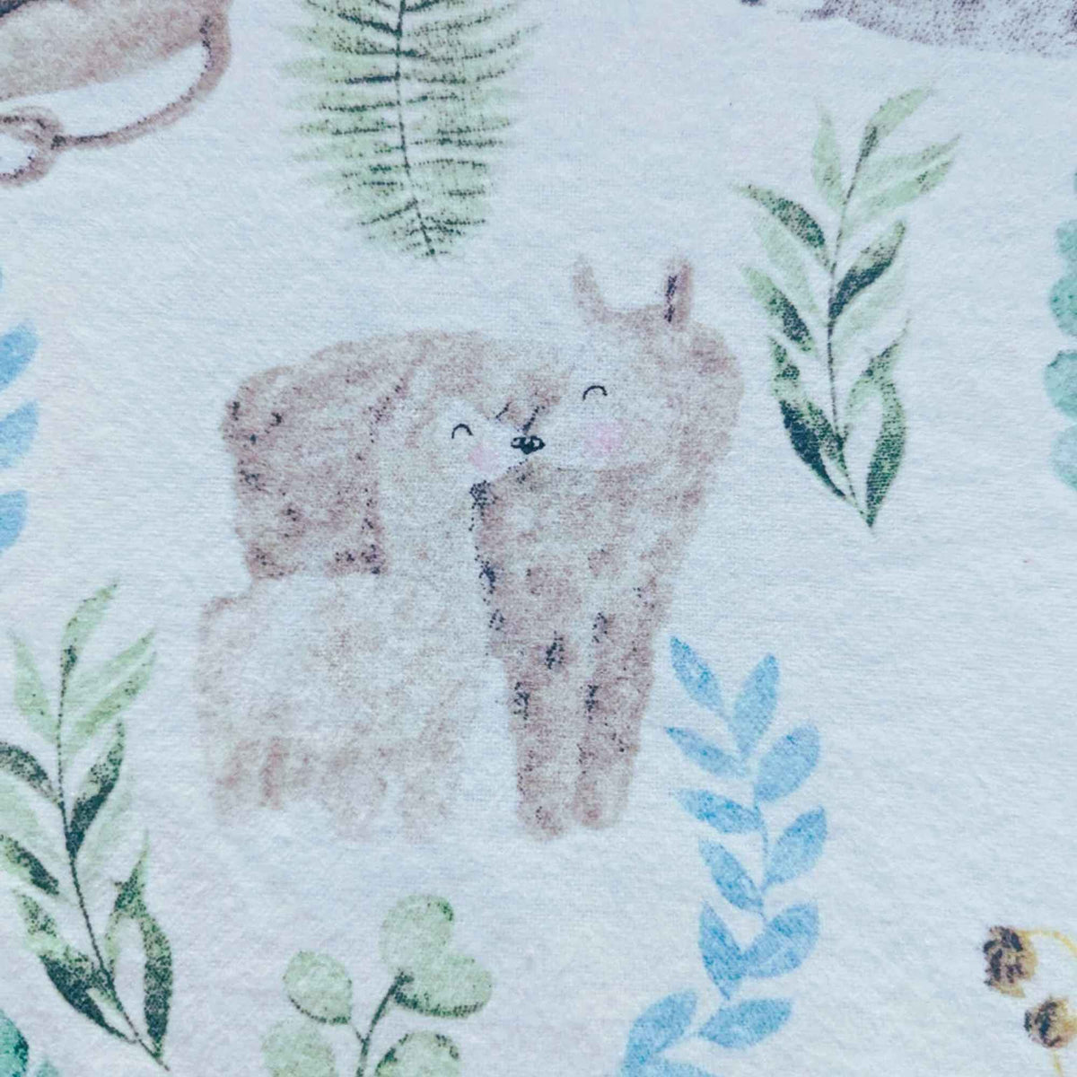 FLANNEL Mother and Baby Animals, Nursery, White FLANNEL