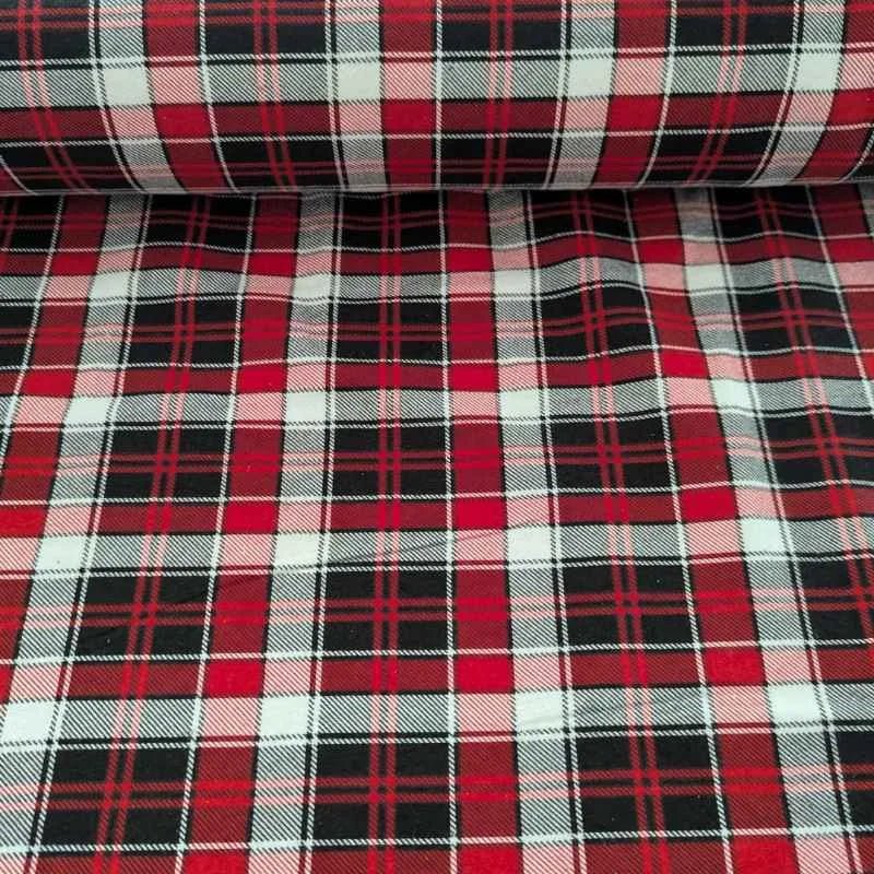 FLANNEL Tartan Plaid, Black and Red