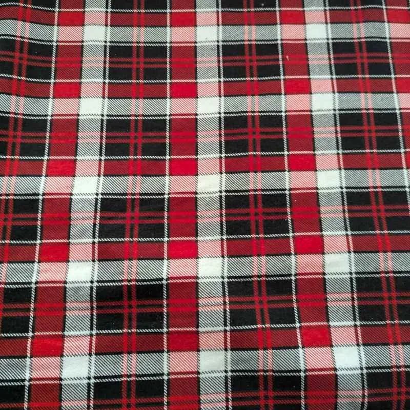 FLANNEL Tartan Plaid, Black and Red