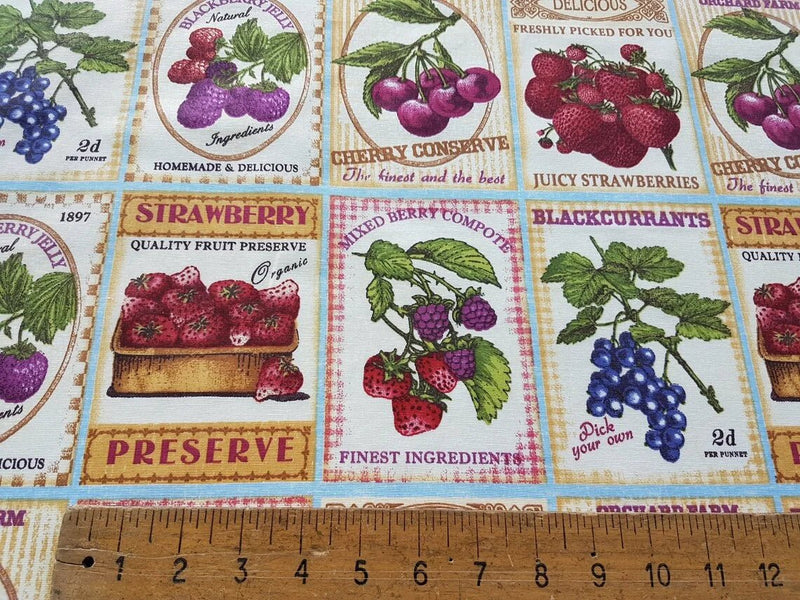 Fruit Labels, Upholstery Cotton Polyester Canvas