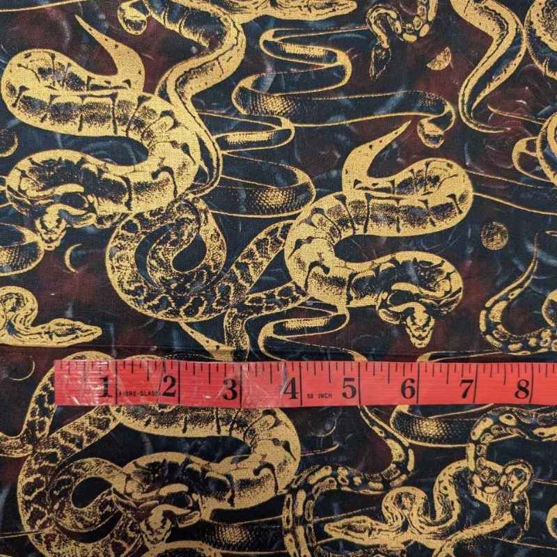 Gold Snake, Metallic Cotton Fabric, 2025 Lunar New Year