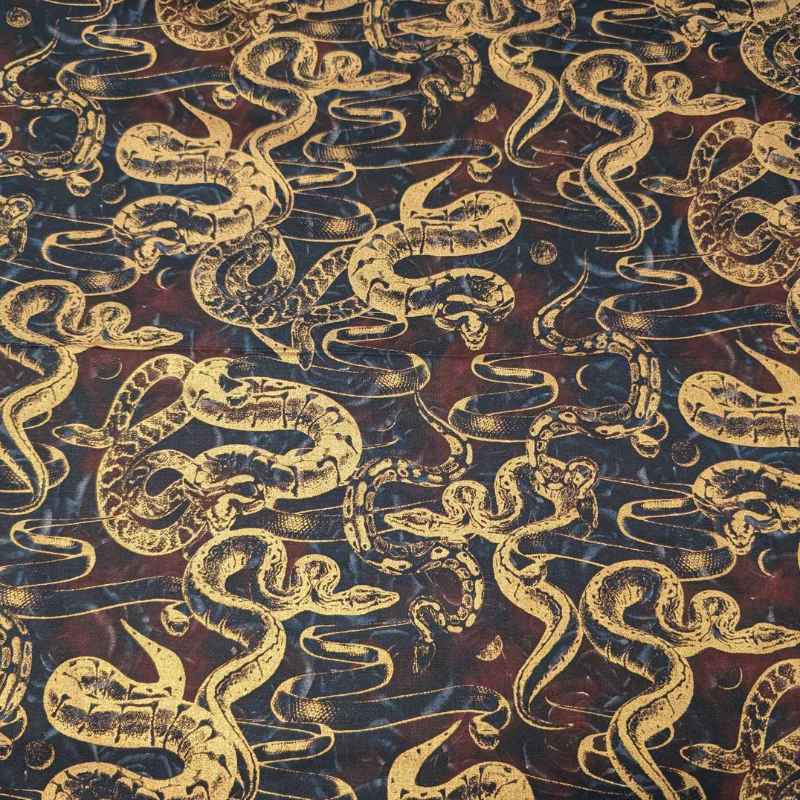 Gold Snake, Metallic Cotton Fabric, 2025 Lunar New Year