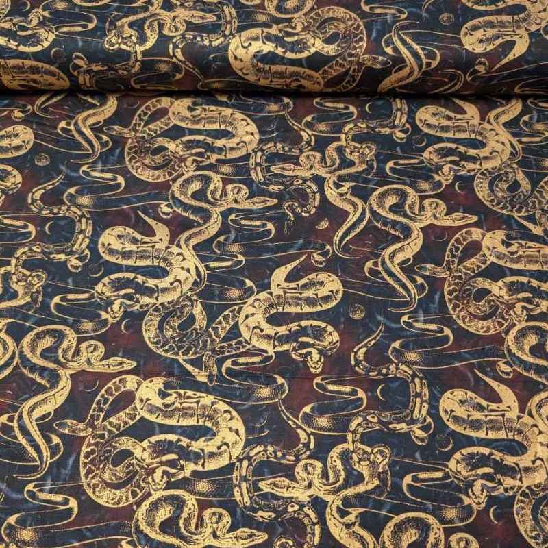 Gold Snake, Metallic Cotton Fabric, 2025 Lunar New Year