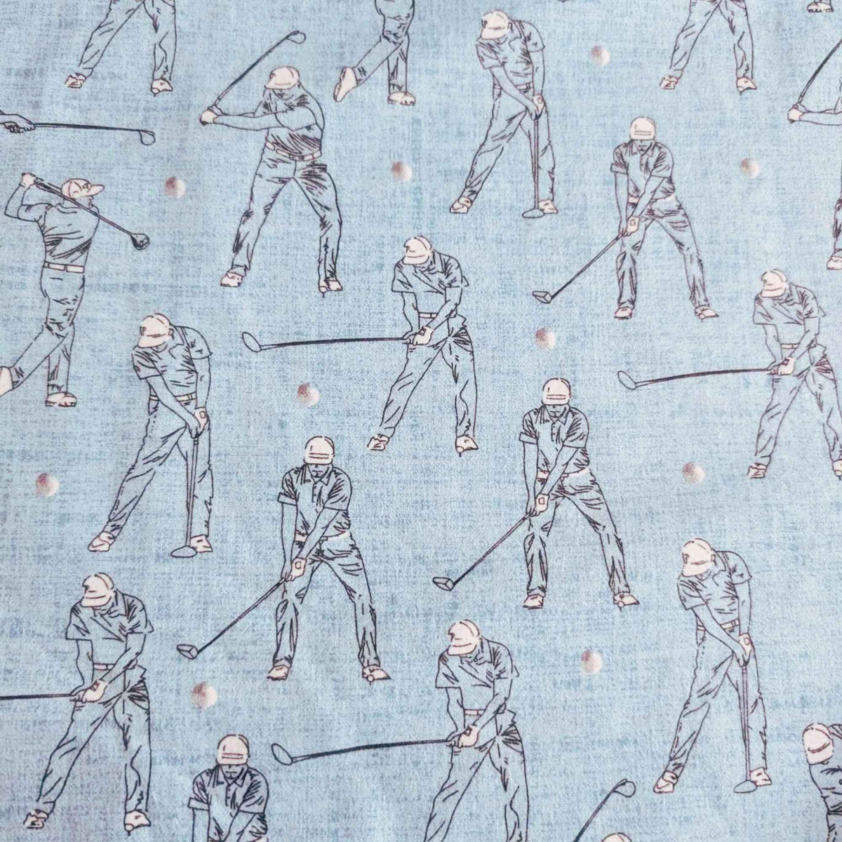 Golf Swing Cotton Flannel – Light Blue | Cotton Flannel for Sports, Quilting and Crafts