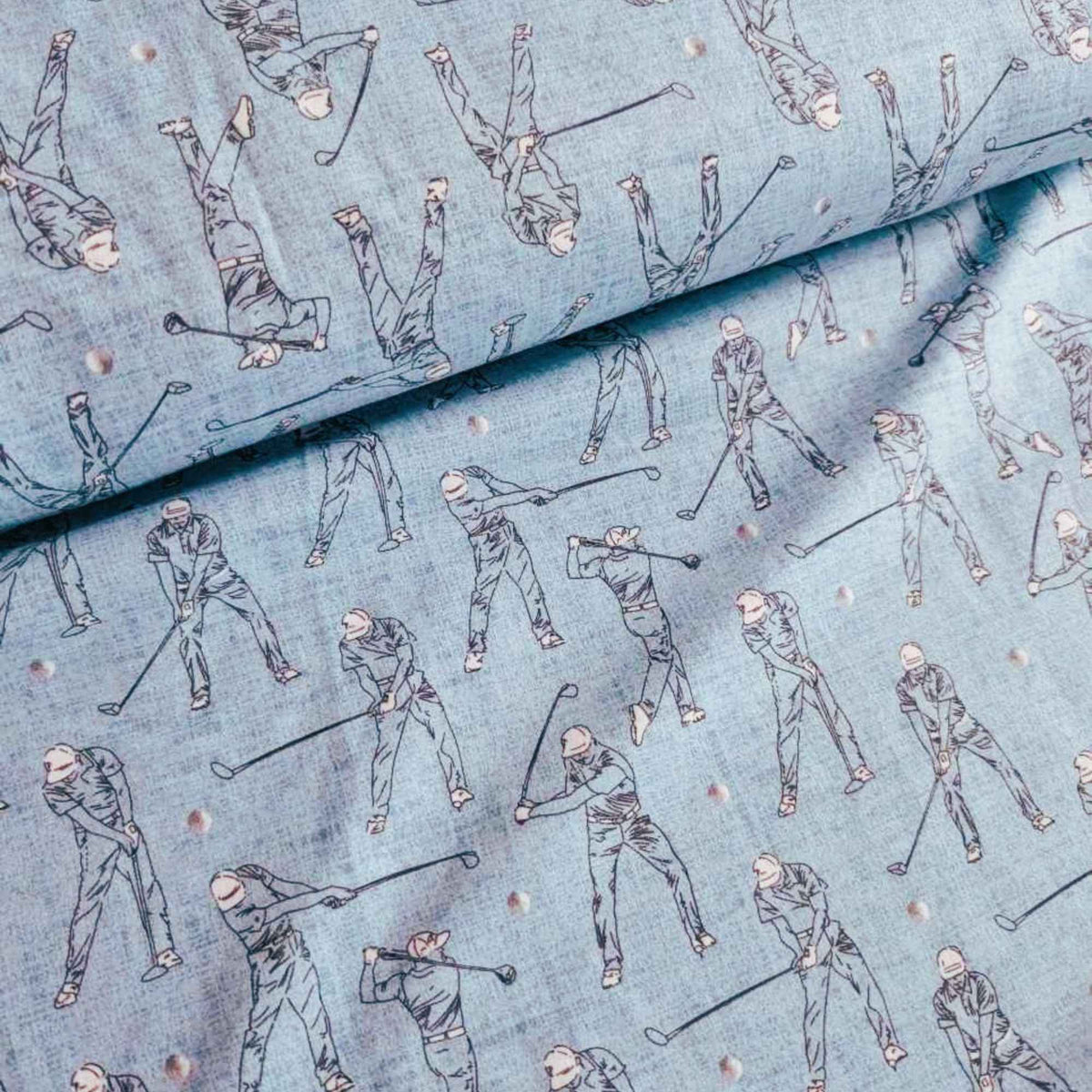 Golf Swing Cotton Flannel – Light Blue | Cotton Flannel for Sports, Quilting and Crafts