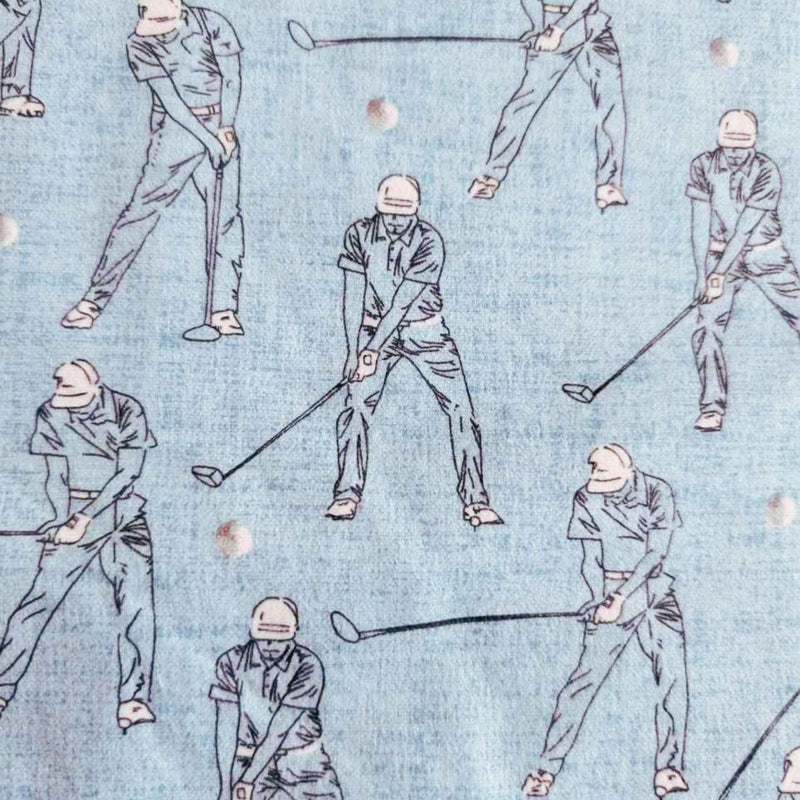 Golf Swing Cotton Flannel – Light Blue | Cotton Flannel for Sports, Quilting and Crafts
