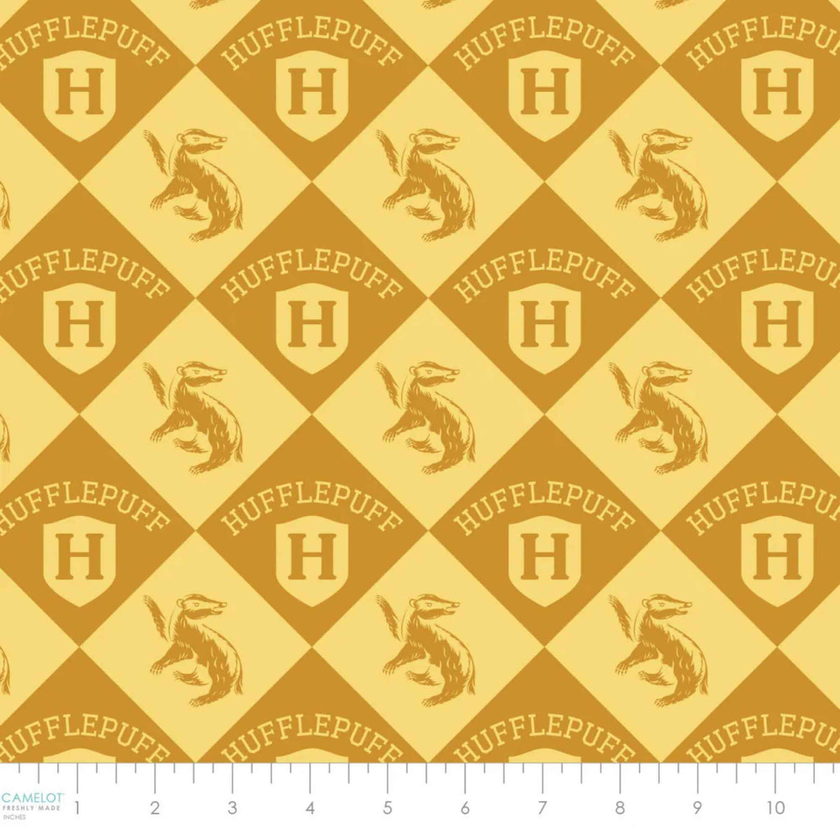 Harry Potter™ Hufflepuff Diamond Check, Quilting Cotton – Yellow | House Champions Collection