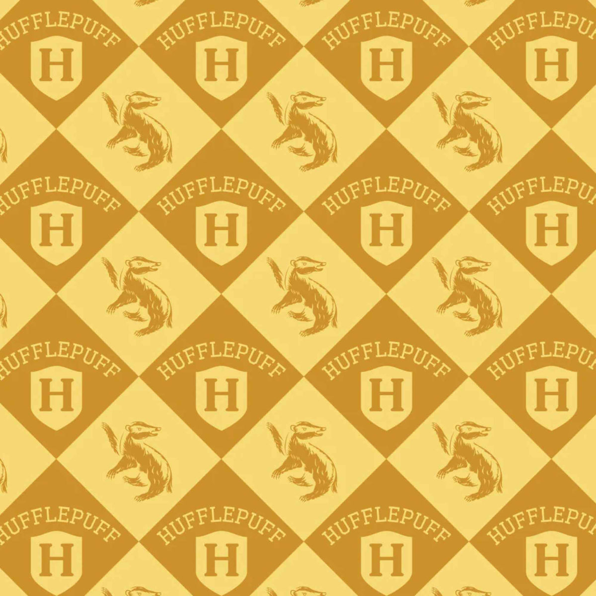 Harry Potter™ Hufflepuff Diamond Check, Quilting Cotton – Yellow | House Champions Collection