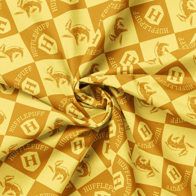 Harry Potter™ Hufflepuff Diamond Check, Quilting Cotton – Yellow | House Champions Collection