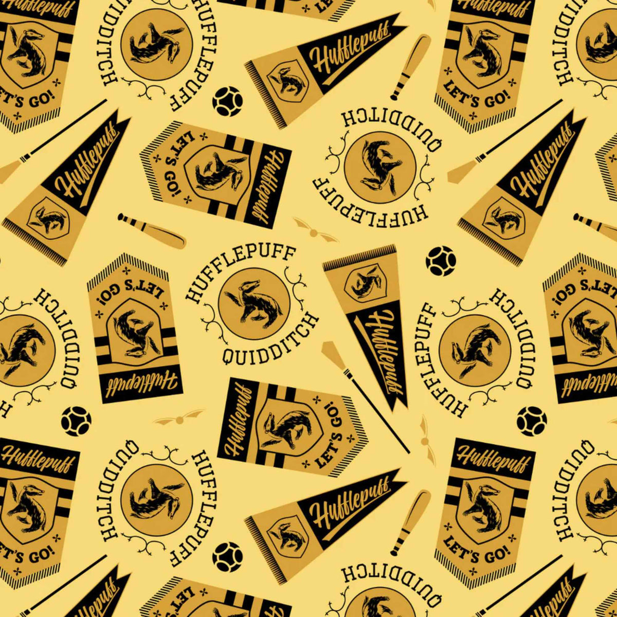 Harry Potter Hufflepuff Quidditch Banners Fabric – Yellow | House Champions
