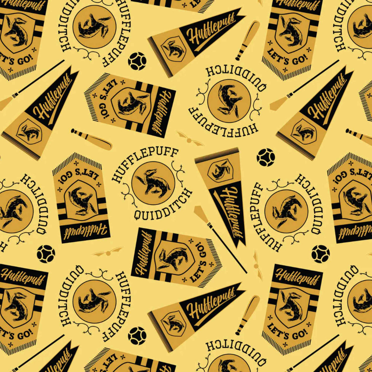 Harry Potter Hufflepuff Quidditch Banners Fabric – Yellow | House Champions