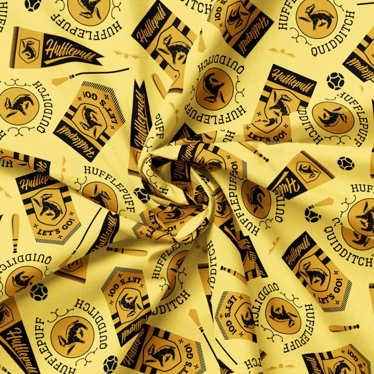 Harry Potter Hufflepuff Quidditch Banners Fabric – Yellow | House Champions